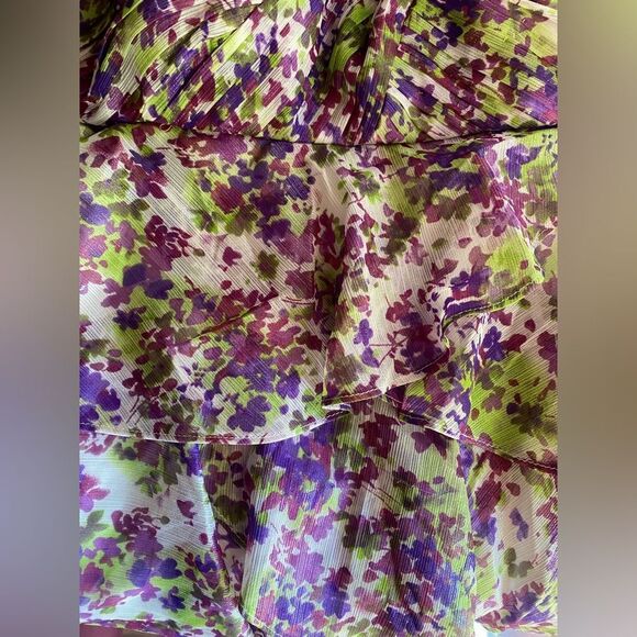 AIDAN AIDAN MATTOX Womens Maxi Dress Strapless Floral Purple Ruffles Chiffon 2 - Picture 6 of 14